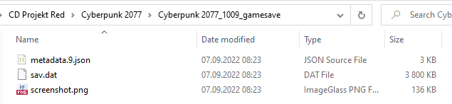 Cyberpunk 2077 save file