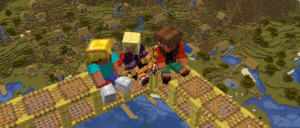 Minecraft players sitting on the block