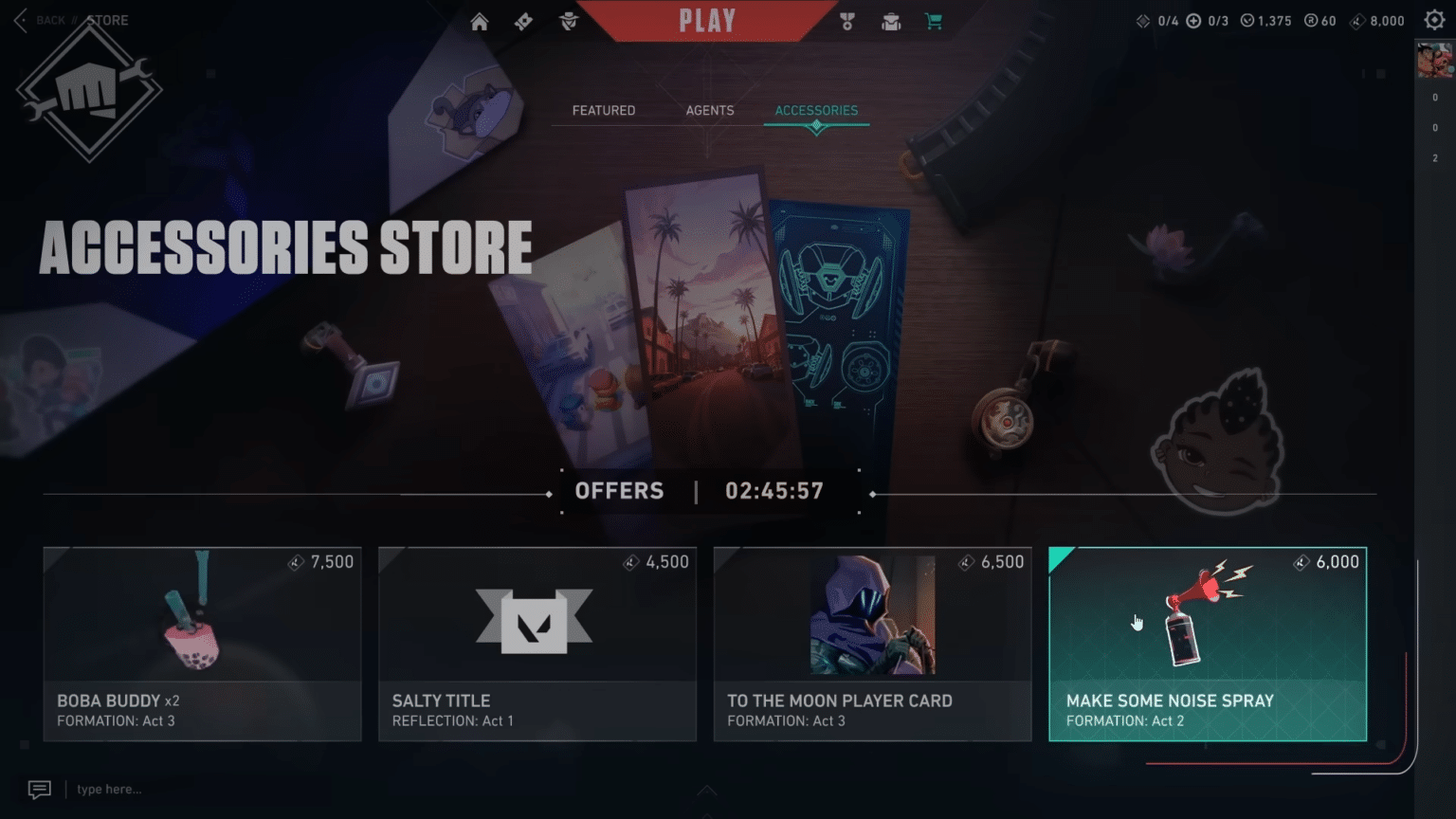 Valorant Accessory Store spend Kingdom Credits