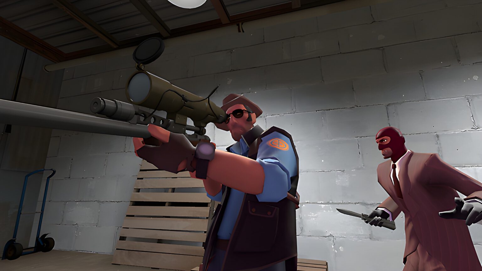 Spy stabbing sniper