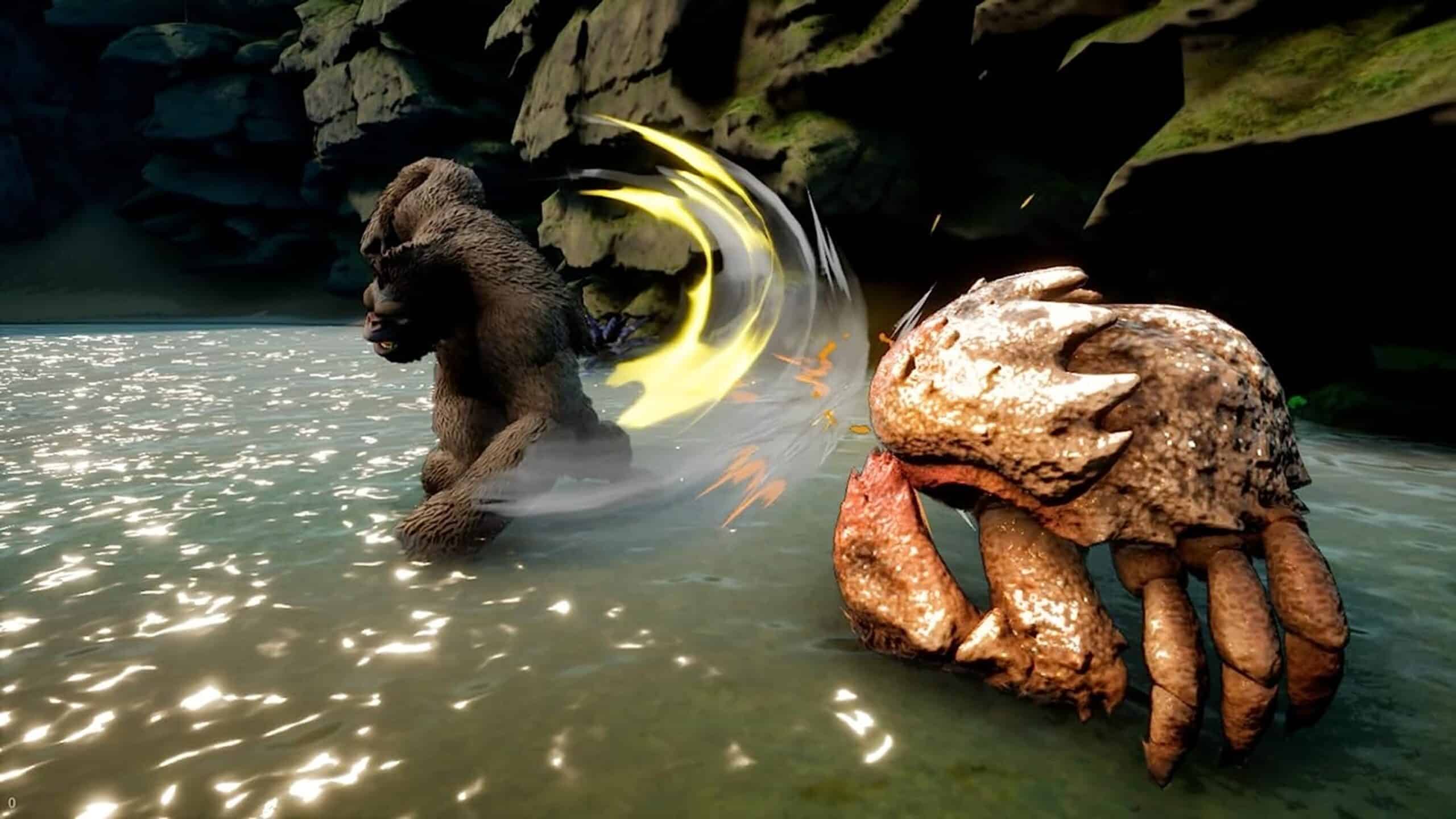 gorilla punching a crab