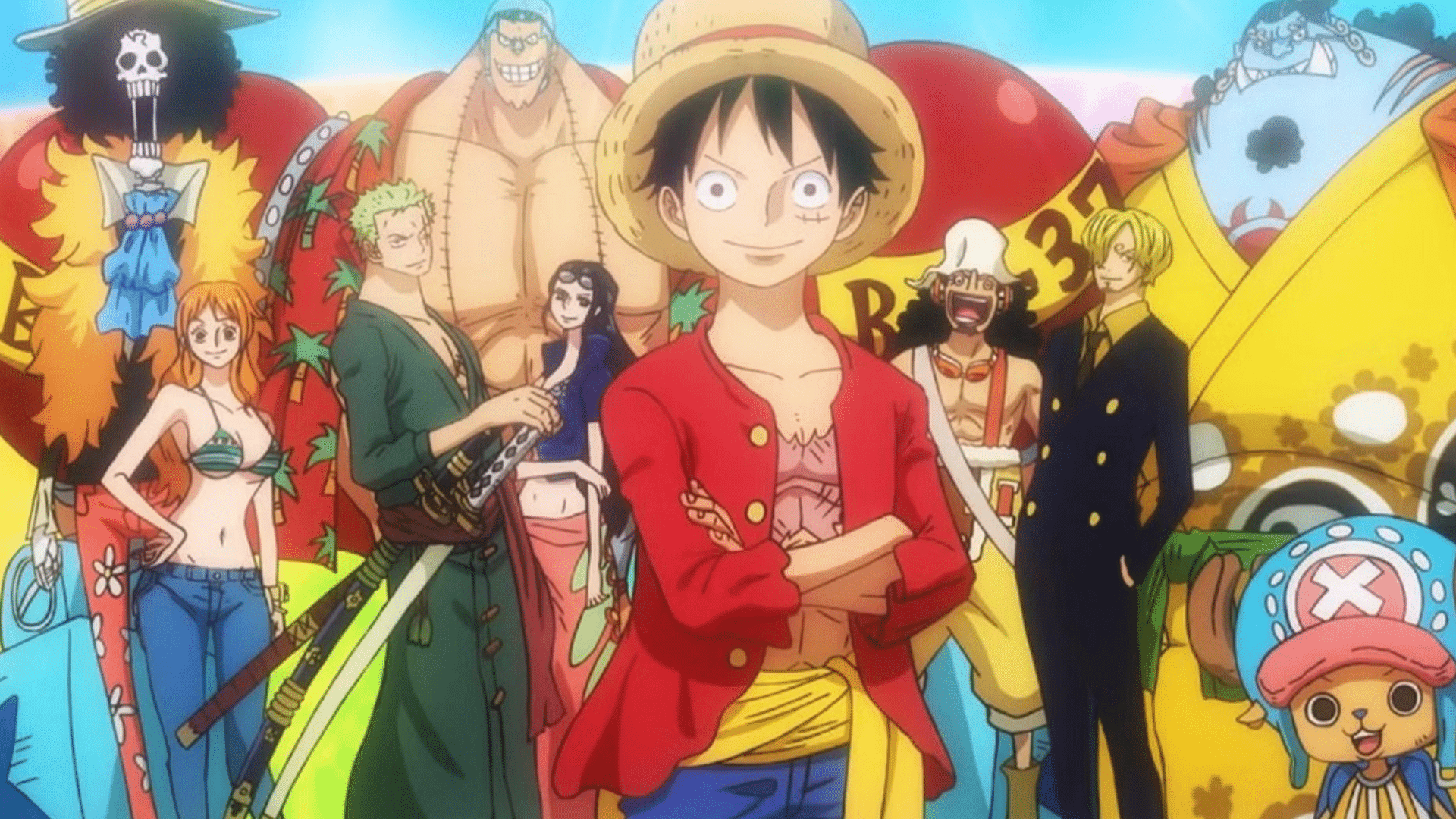 Luffy and his crew members from One Piece