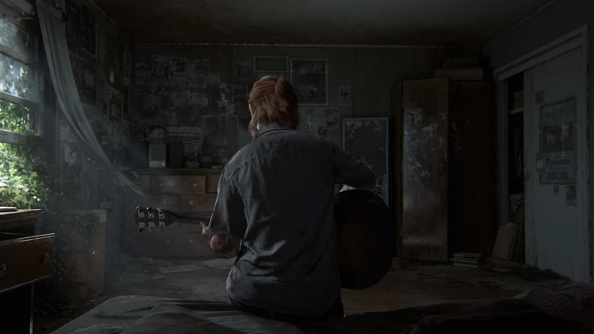 Ellie playing the guitar tlou 2