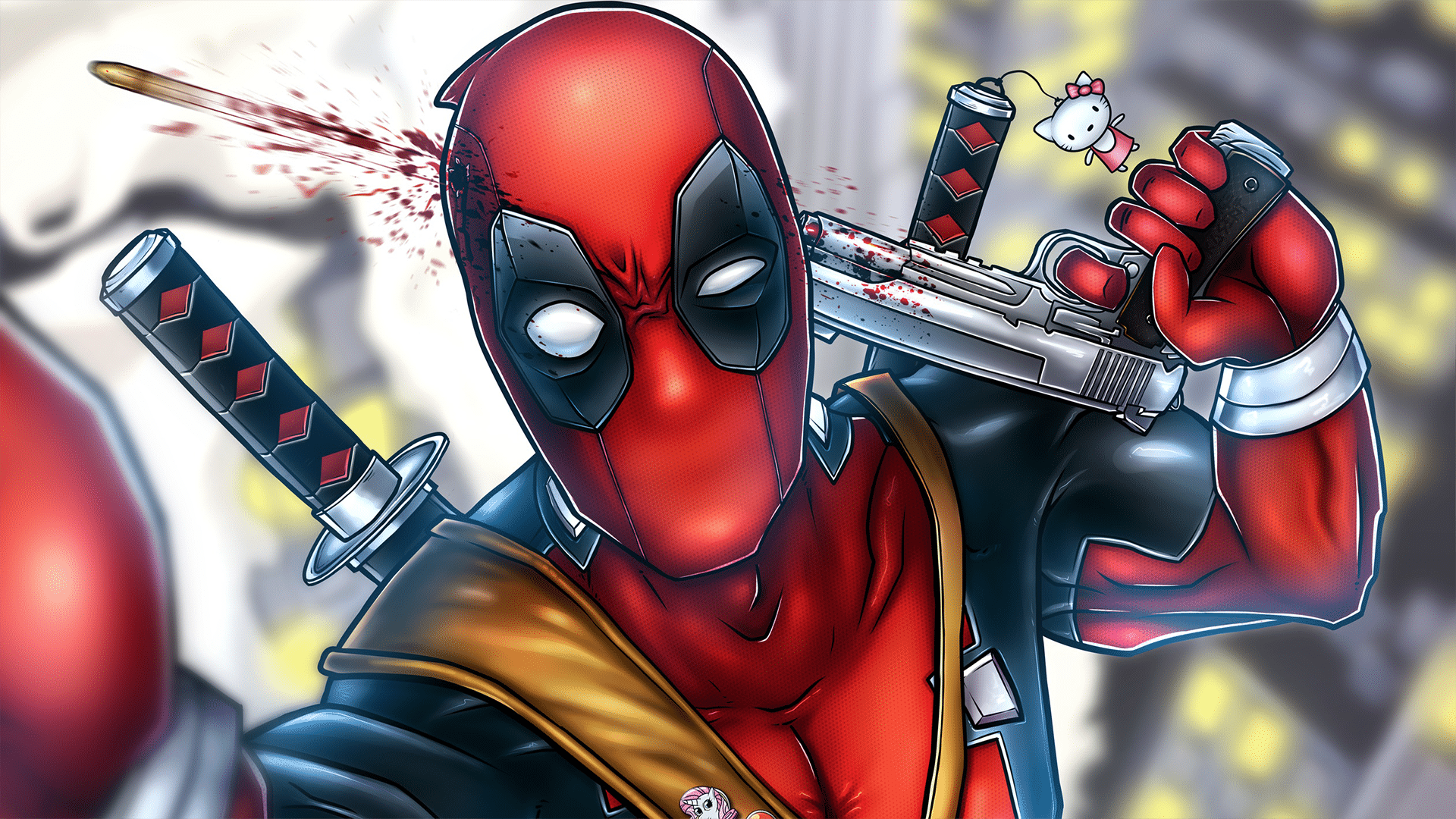 Deadpool firing bullet through his head.